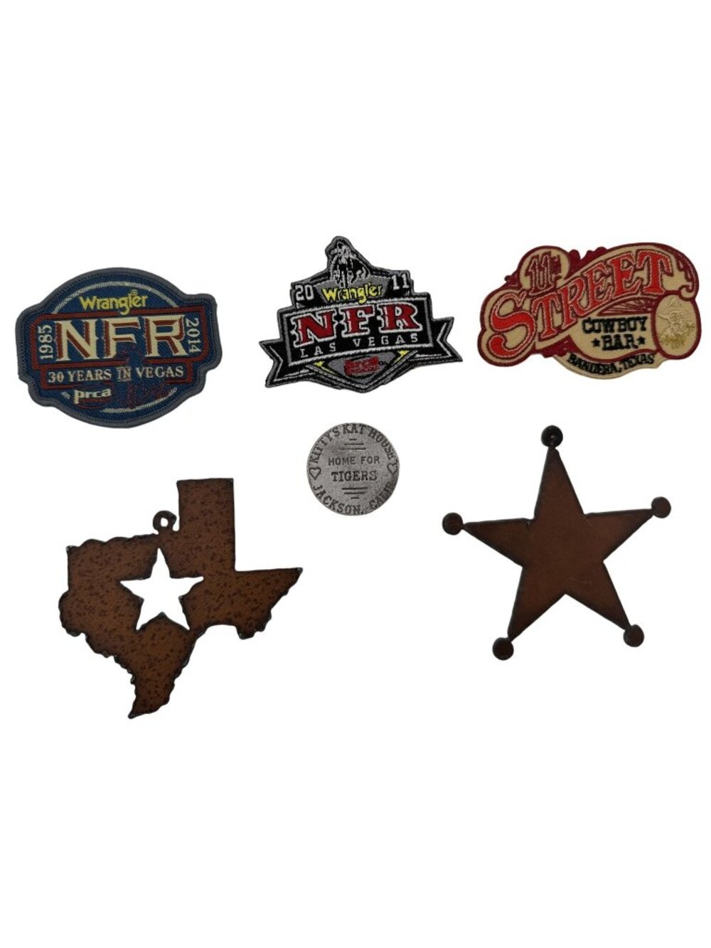 Vintage Wrangler Western Themed Collectibles NFR Patches Metal Ornaments